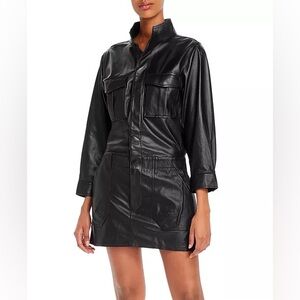 FRAME- lambskin leather utility cargo mini dress